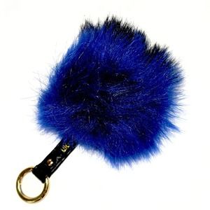 JUICY COUTURE Blue/Black Furry Ball Key Fob